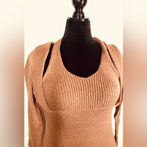 NEW Plus Size XL Chocolate Halter-neck Knitted Midi Dress sweater dress